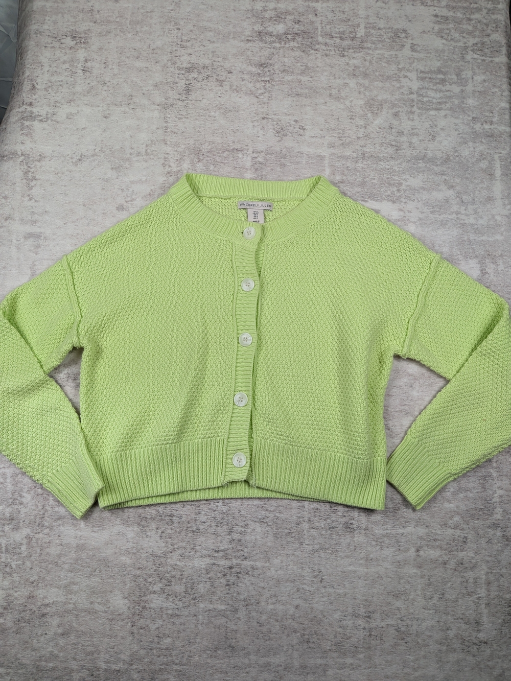 Sincerely Jules Lime Green Cropped Cardigan S